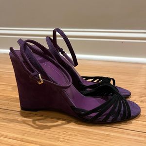 Jil Sander Suede Wedge Heels Purple Black Size 36/US 6